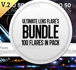 100个镜头光晕/光斑/光线PNG透明图片：Ultimate Lens Flares Bundle V2